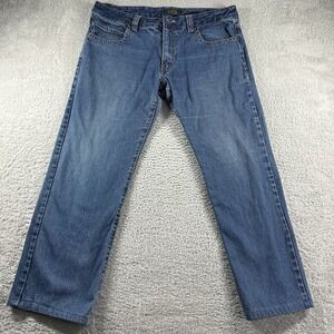 BQE Jeans Mens 38x32 (38x28.5)‎ Hemmed Medium Wash Fade Straight Leg Cotton